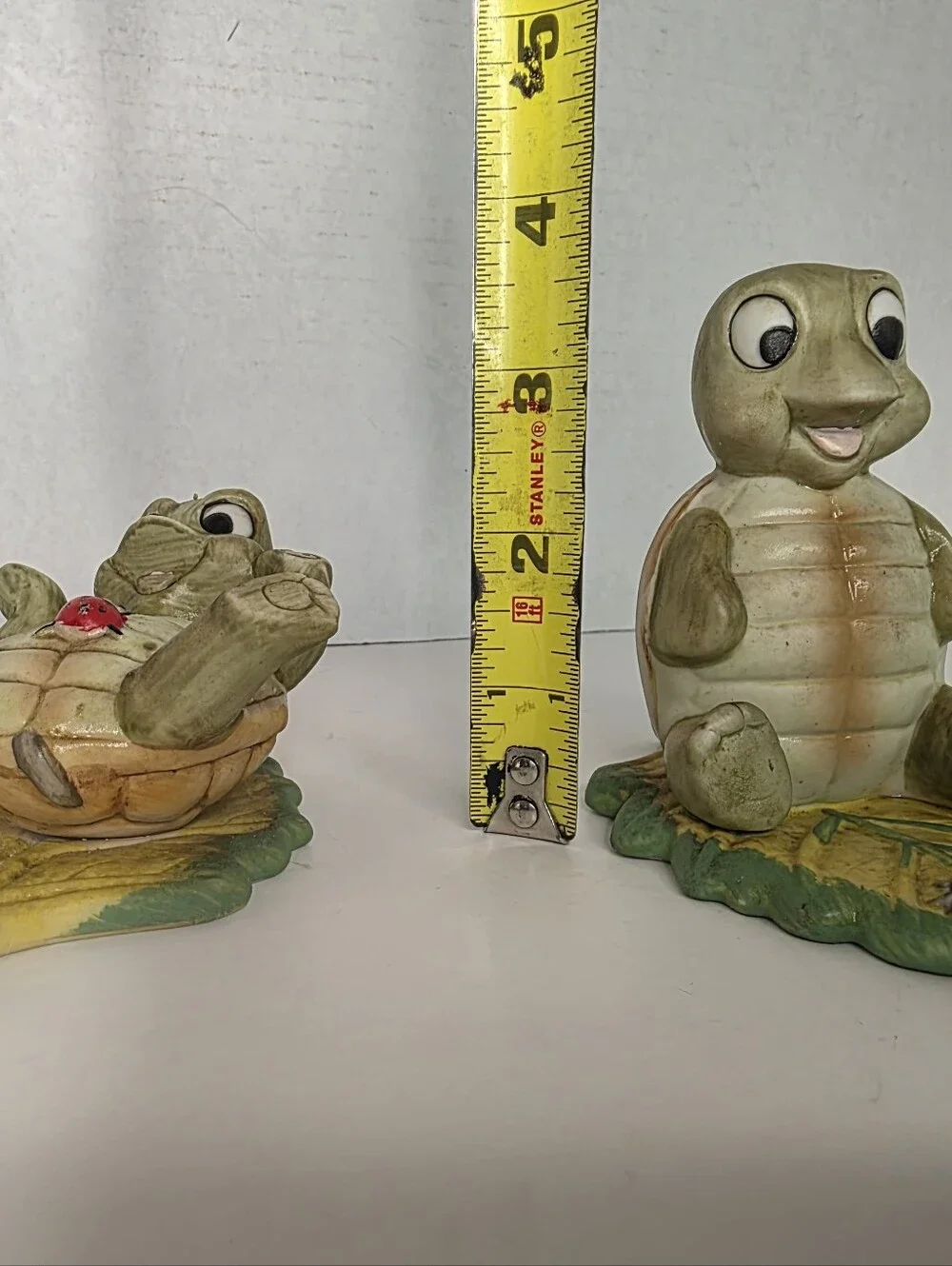 Homco Vintage Turtle Figurines on Leaf #1123 Set of 2 Anthropomorphic